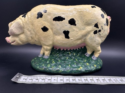 Vintage painted pig door stop - painted,