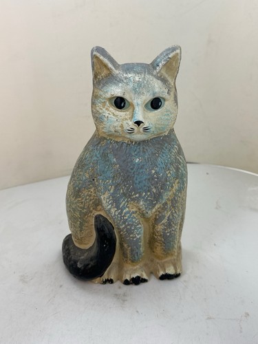 Cast iron cat doorstop - iron, sitting