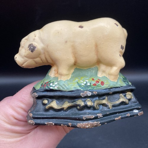 Vintage cast iron pig doorstop - pig,