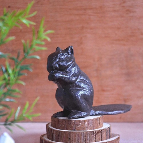 Cast iron door stop - iron, squirrel