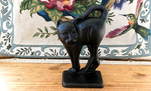 Vintage cast iron black cat - cast,