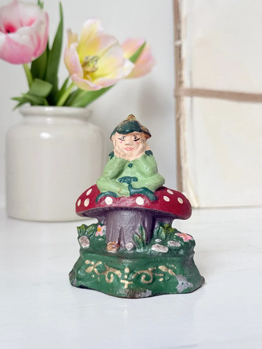 Vintage cast iron elf doorstop - cast,