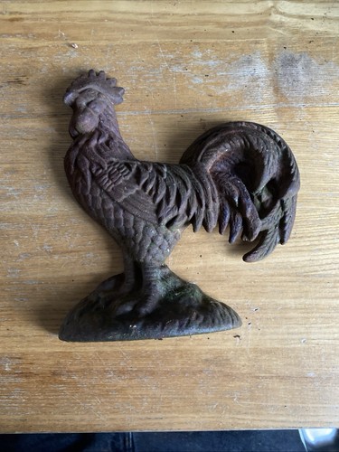 Vintage cast iron rooster door - iron,