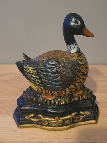 Vintage cast iron mallard duck - cast,